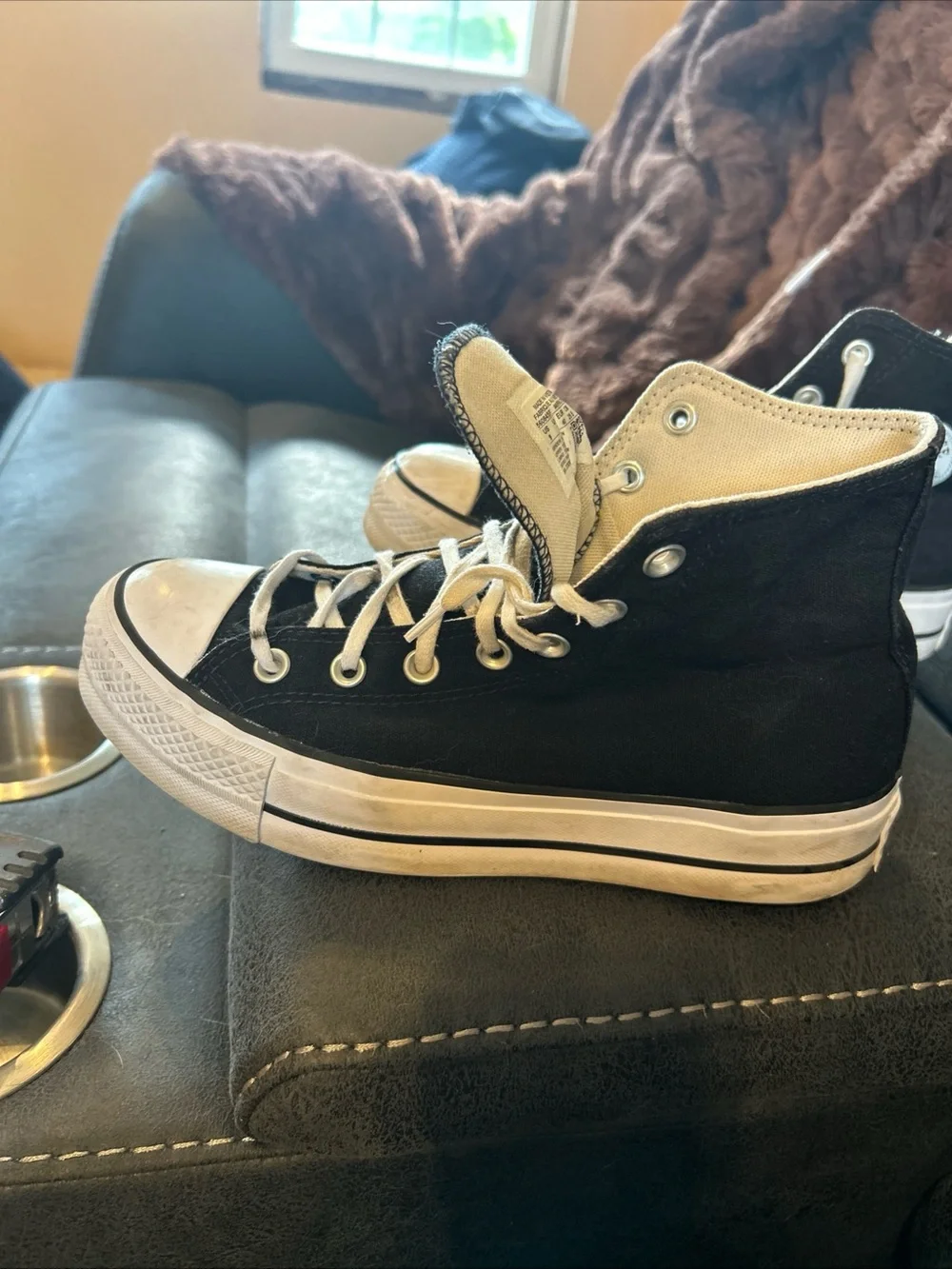 Women’s Converse Black and White High-Top Sneakers size 9